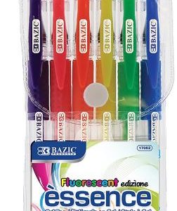 6 FLUORESCENT COLOR ESSENCE GE PEN WITH GRIP